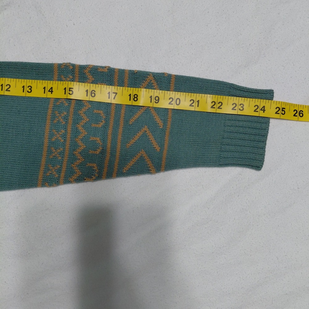 Cotton & Rye Outfitters Teal Southwestern Longhorn Skull Sweater Womens Large - Picture 4 of 9
